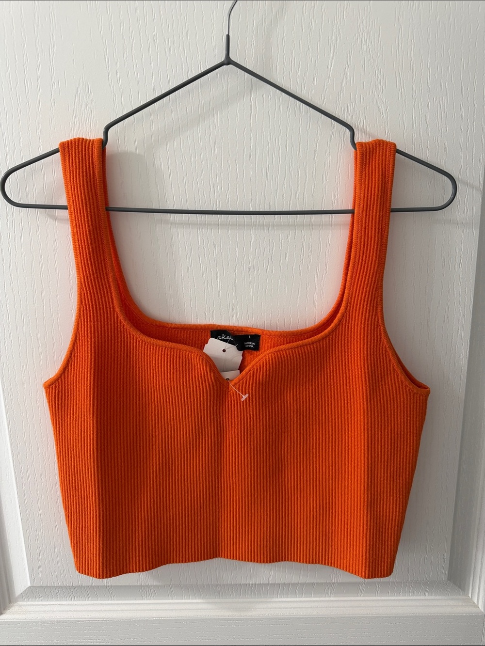 Brand new Envy Bright Orange Ribbed Scoop Crop Tank